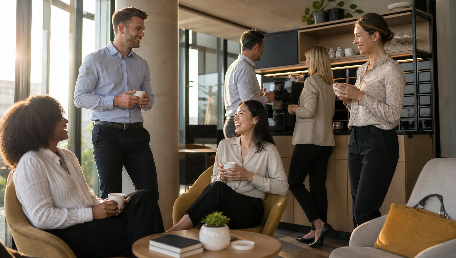 Collègues partageant une pause café conviviale